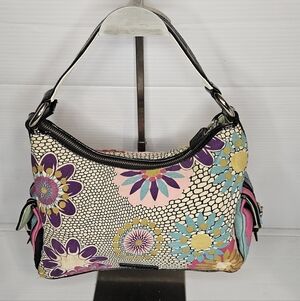 Isabella Fiore Beaded Floral Embroidered Boho Shoulder Bag ,Vibrant Multicolor